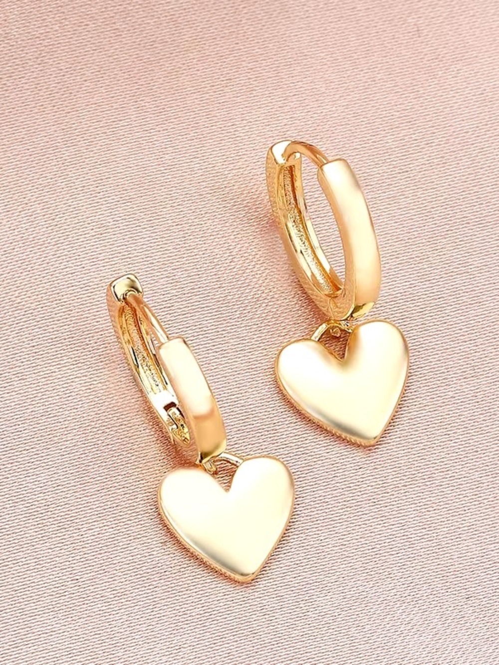 Gold Heart Huggie Hoop Earrings - Dainty Women's Jewelry